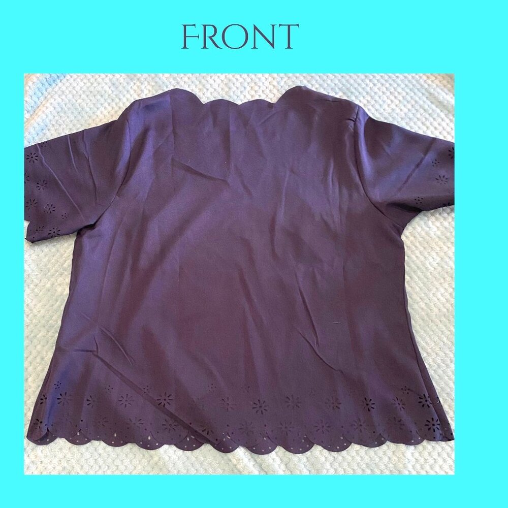 Navy Blue Scalloped Neck Women’s Blouse | Elegant & Chic